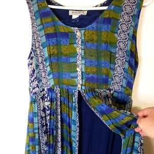 Equation Maxi Dress Lace Blue Green Women's Size M